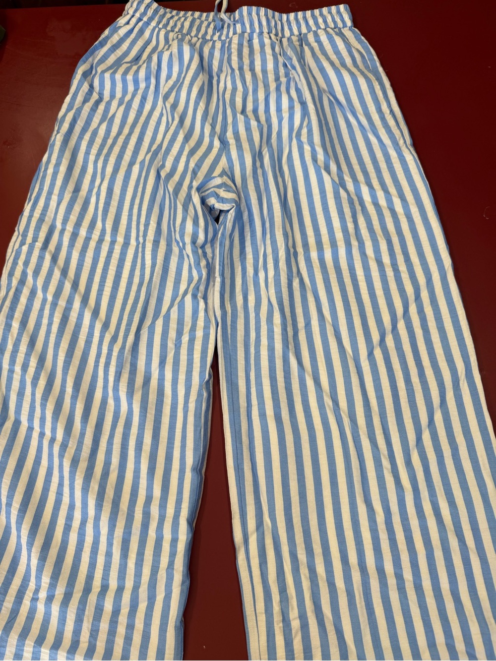 Light Blue and White Striped Lounge Pants